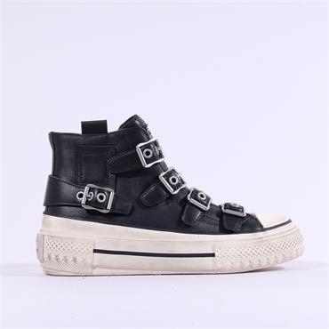 ASH Rainbow Buckle Strap Hi Top Trainer - Black